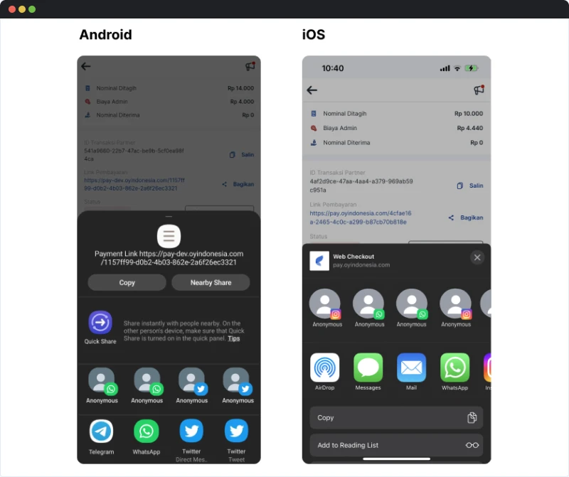 Payment Link Sharing Capabilities
