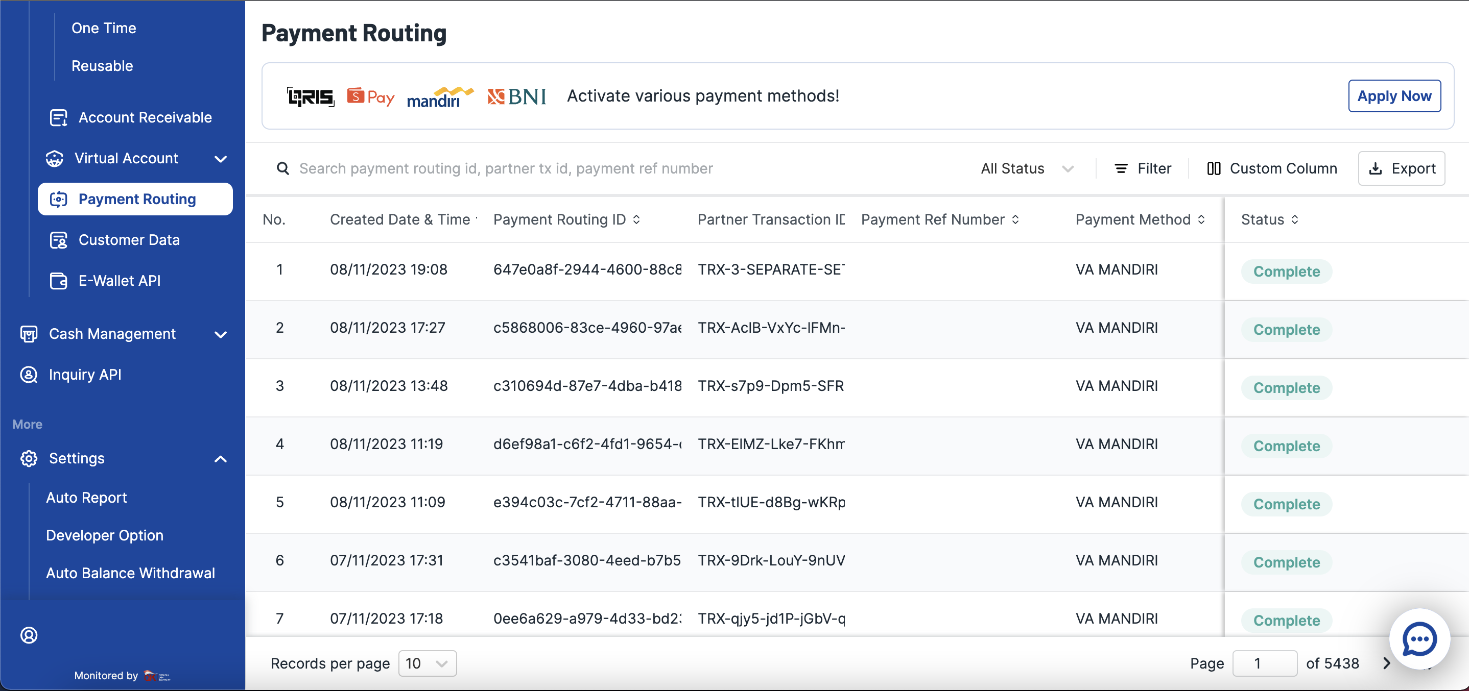 Payment Routing Monitoring Transactions