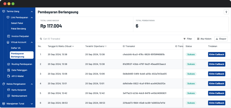VA Aggregator Monitor Incoming Transactions