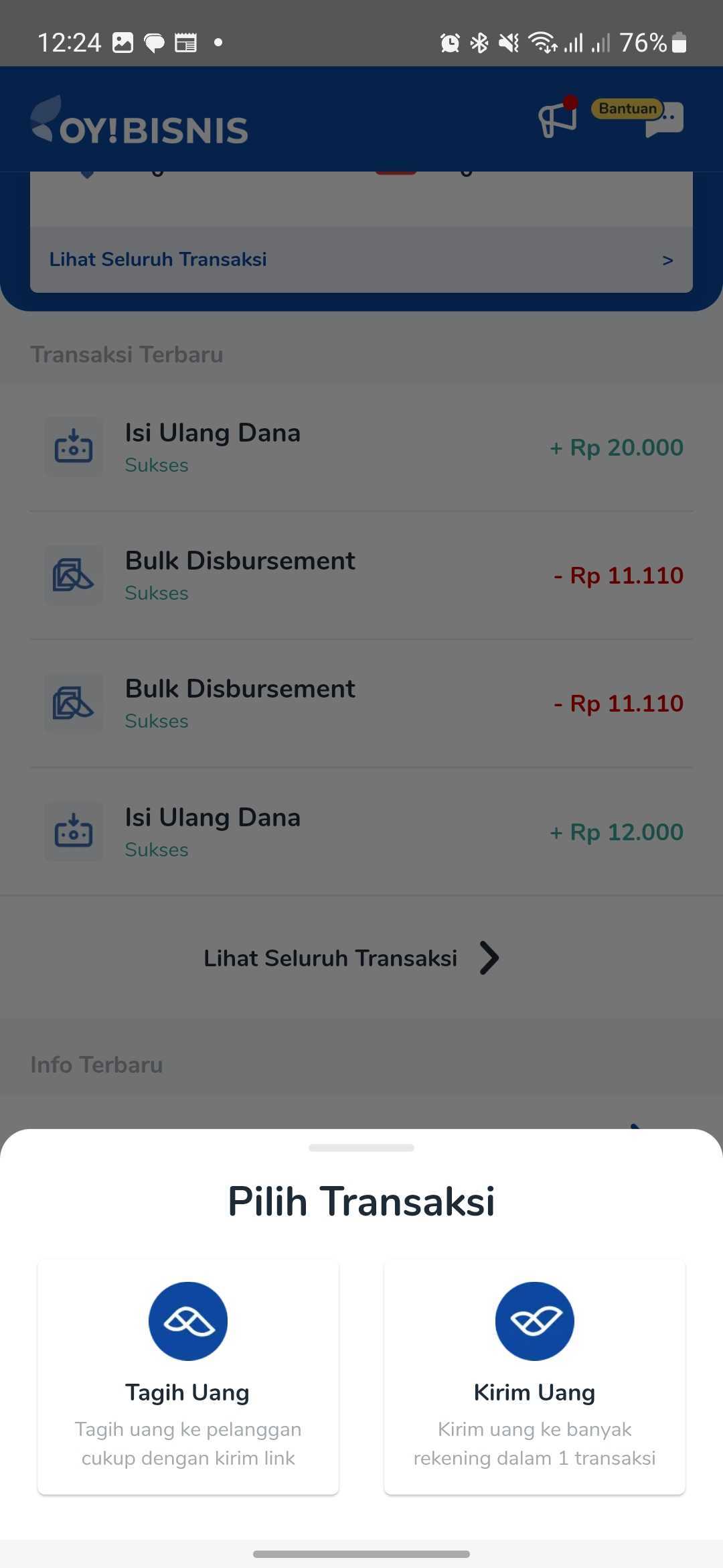 OY! Business App Select Transaction