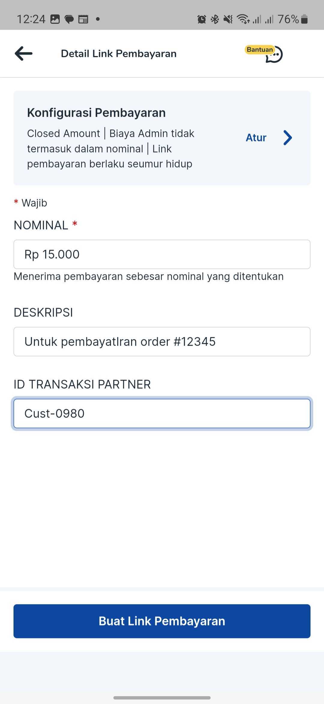 OY! Business App Submit Payment link