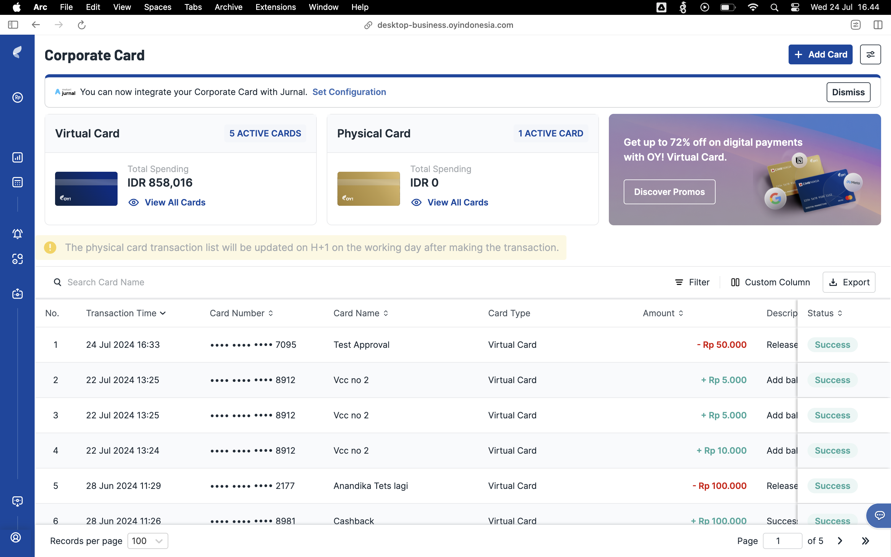 Corporate Card Dashboard